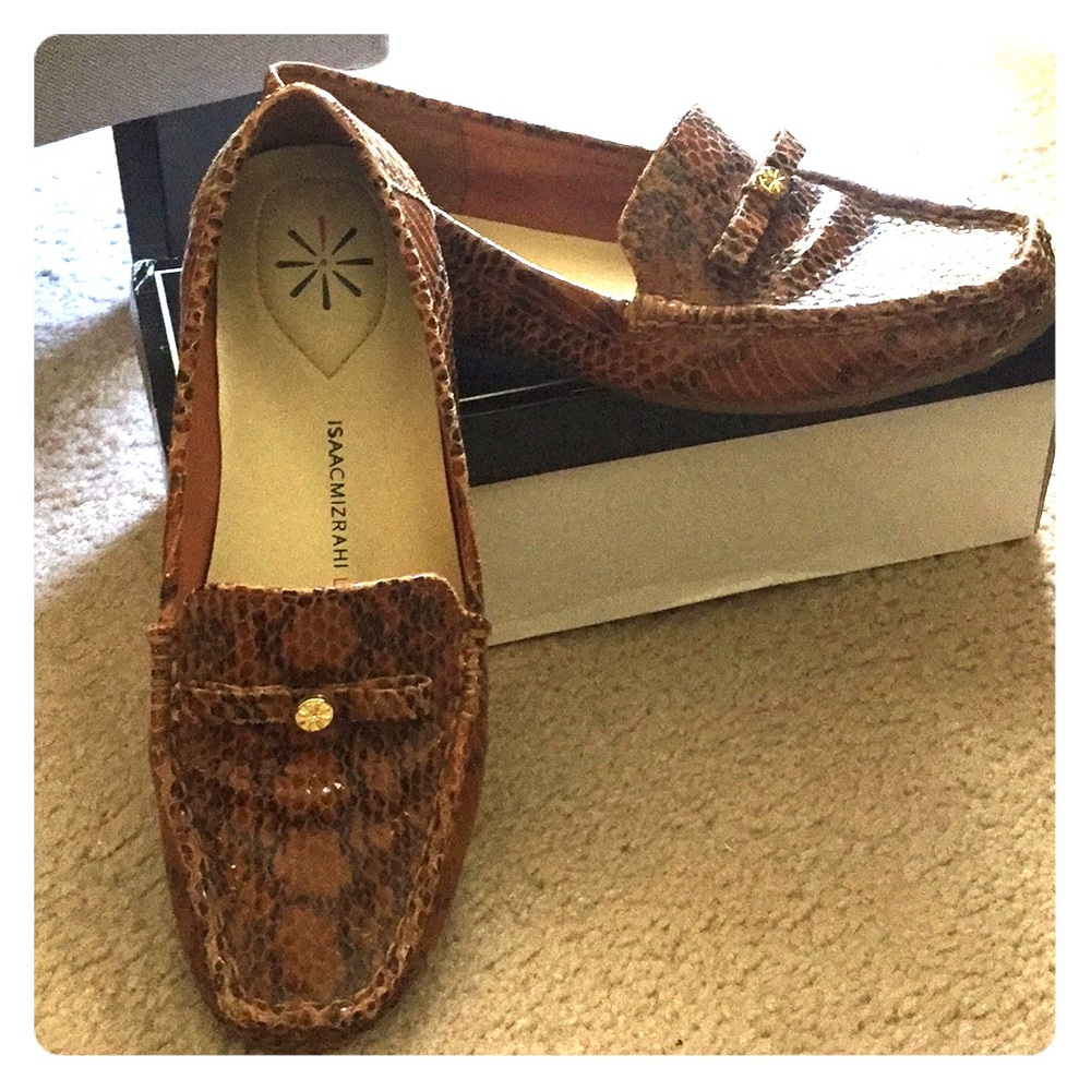 Snake-print loafers